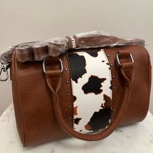 NWT Montana West Cow Print Western Barrel Bag